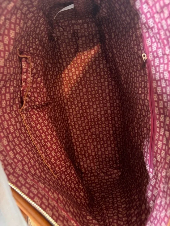 Badgley Mischka Cognac Leather Tote with Buckle Strap Detail - Picture 4 of 4